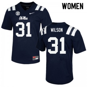 Women Ole Miss Rebels Calvin Wilson #31 Navy Stitched Jersey 256307-711