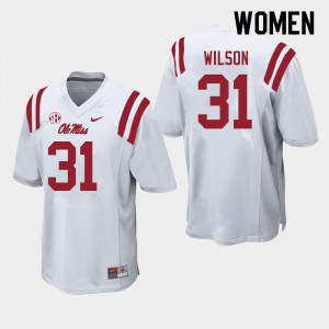 Women's Ole Miss Rebels Calvin Wilson #31 White Football Jersey 622124-476