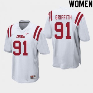 Women's Ole Miss Rebels Casey Griffith #91 Stitch White Jersey 432795-460