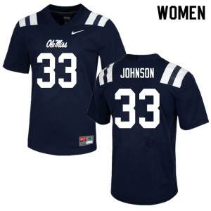 Women Ole Miss Rebels Cedric Johnson #33 Football Navy Jerseys 927235-261