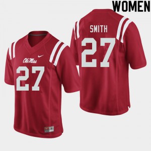 Women Ole Miss Rebels Dallas Smith #27 Football Red Jersey 524607-227