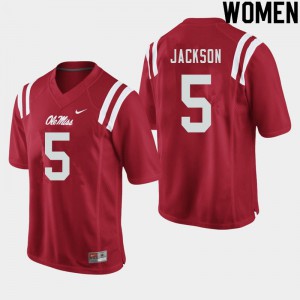 Women Ole Miss Rebels Dannis Jackson #5 College Red Jerseys 809602-952