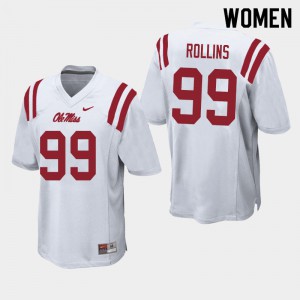 Women Ole Miss Rebels DeSanto Rollins #99 White Embroidery Jerseys 271078-379