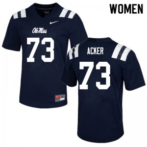 Women Ole Miss Rebels Eli Acker #73 Navy Stitched Jerseys 772014-853