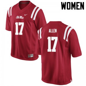 Womens Ole Miss Rebels Floyd Allen #17 Official Red Jerseys 997953-431