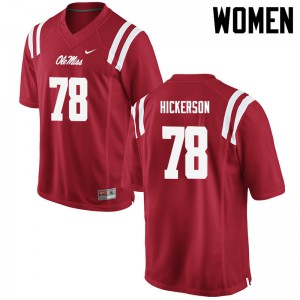 Women Ole Miss Rebels Gene Hickerson #78 Football Red Jerseys 585845-406