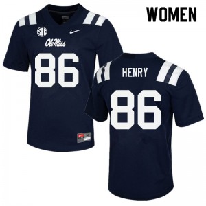 Women Ole Miss Rebels JJ Henry #86 Player Navy Jersey 202092-417