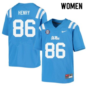 Womens Ole Miss Rebels JJ Henry #86 Football Powder Blue Jerseys 856749-837