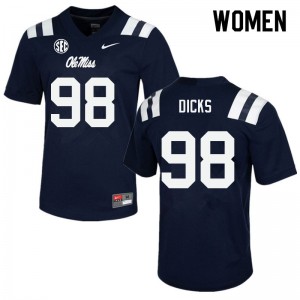 Women Ole Miss Rebels Jaden Dicks #98 Player Navy Jerseys 839744-957