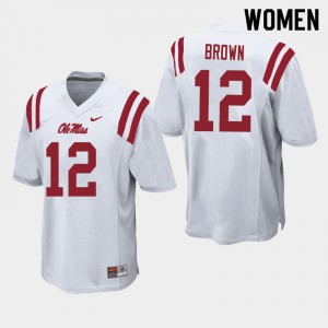 Womens Ole Miss Rebels Jakivuan Brown #12 White College Jersey 623970-430