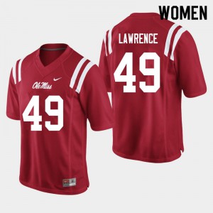 Women's Ole Miss Rebels Jared Lawrence #49 High School Red Jersey 625513-548