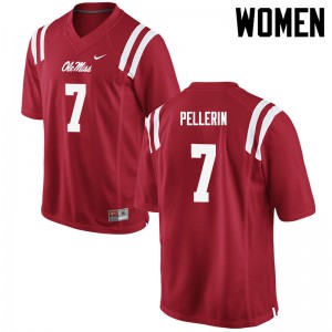 Women Ole Miss Rebels Jason Pellerin #7 College Red Jersey 972178-302