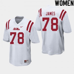Womens Ole Miss Rebels Jeremy James #78 College White Jersey 938611-243
