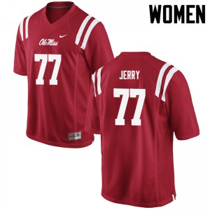 Women's Ole Miss Rebels John Jerry #77 Player Red Jerseys 767748-231