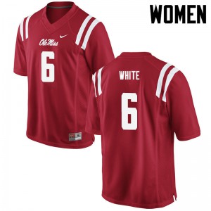Women Ole Miss Rebels Kam White #6 Official Red Jerseys 892391-655