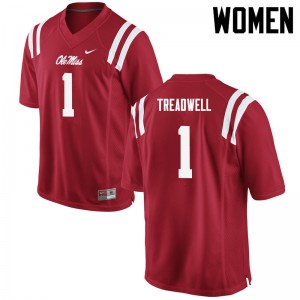 Women Ole Miss Rebels Laquon Treadwell #1 Red Stitch Jersey 742420-447