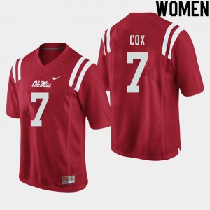 Women's Ole Miss Rebels LeDarrius Cox #7 Red Player Jerseys 305242-536