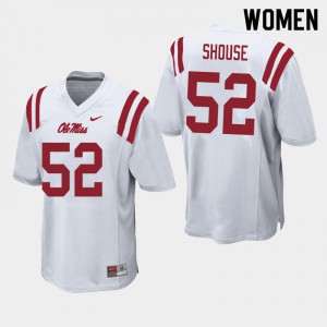 Womens Ole Miss Rebels Luke Shouse #52 White Football Jersey 661945-450
