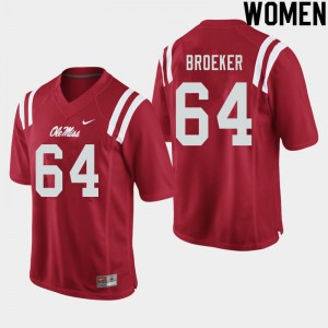 Women's Ole Miss Rebels Nick Broeker #64 Red University Jerseys 783313-467