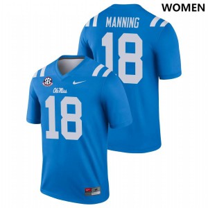 Women Ole Miss Rebels Archie Manning #18 Power Blue University Jerseys 845157-484