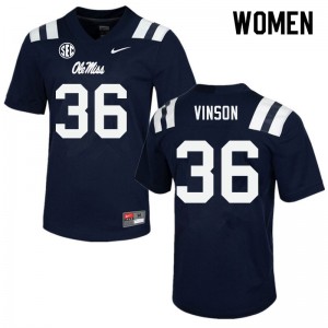 Women's Ole Miss Rebels Rayf Vinson #36 Alumni Navy Jerseys 537427-581