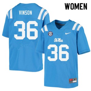 Women's Ole Miss Rebels Rayf Vinson #36 Football Powder Blue Jerseys 430071-705