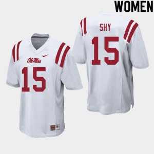 Womens Ole Miss Rebels Sellers Shy #15 Stitched White Jerseys 818006-247