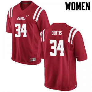 Womens Ole Miss Rebels Shawn Curtis #34 Stitched Red Jersey 457755-899