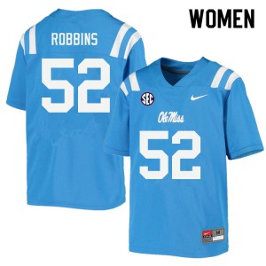 Women's Ole Miss Rebels Taleeq Robbins #52 Football Powder Blue Jerseys 595484-181