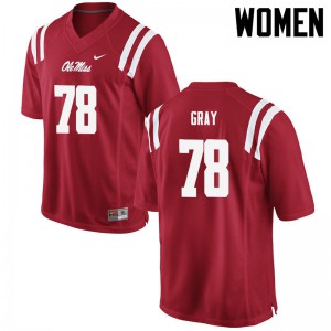 Womens Ole Miss Rebels Tony Gray #78 Red Football Jerseys 809717-957