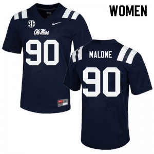 Women's Ole Miss Rebels Tywone Malone #90 College Navy Jerseys 413212-350