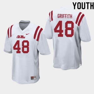 Youth Ole Miss Rebels Andrew Griffith #48 White Stitch Jersey 474663-437