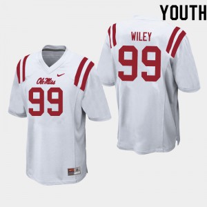 Youth Ole Miss Rebels Charles Wiley #99 White Embroidery Jerseys 684124-814