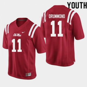 Youth Ole Miss Rebels Dontario Drummond #11 Stitch Red Jersey 655527-448