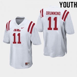 Youth Ole Miss Rebels Dontario Drummond #11 Alumni White Jersey 424184-500