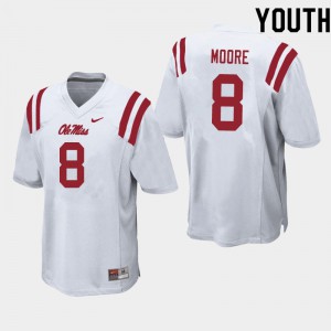 Youth Ole Miss Rebels Elijah Moore #8 University White Jersey 779357-401