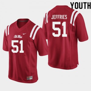 Youth Ole Miss Rebels Eric Jeffries #51 Football Red Jersey 772155-838