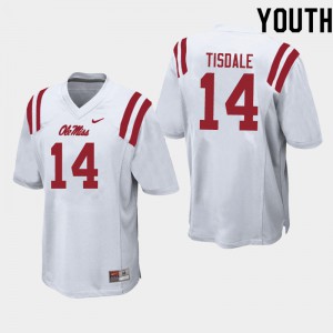 Youth Ole Miss Rebels Grant Tisdale #14 White Embroidery Jersey 571151-936