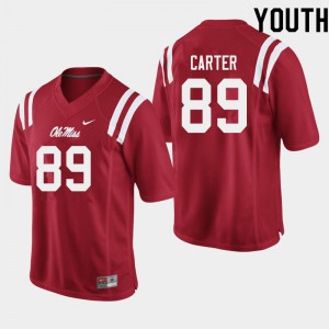 Youth Ole Miss Rebels Jacob Carter #89 Stitched Red Jersey 289640-490