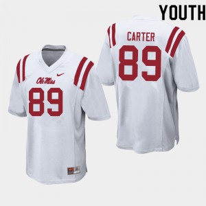 Youth Ole Miss Rebels Jacob Carter #89 Football White Jersey 210288-729