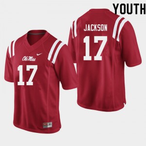 Youth Ole Miss Rebels Jadon Jackson #17 Official Red Jerseys 983848-184