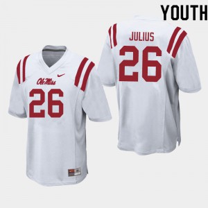 Youth Ole Miss Rebels Jalen Julius #26 White Football Jersey 984009-966