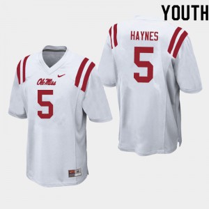 Youth Ole Miss Rebels Jon Haynes #5 Player White Jersey 597492-552
