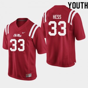 Youth Ole Miss Rebels Jonathan Hess #33 Red Football Jerseys 225931-319