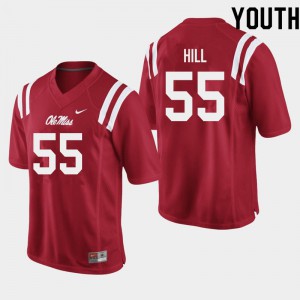 Youth Ole Miss Rebels KD Hill #55 Red Stitch Jersey 407511-991