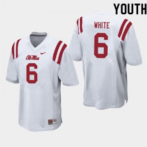 Youth Ole Miss Rebels Kam'Ron White #6 Player White Jerseys 282883-565