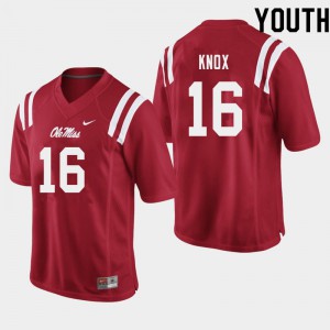 Youth Ole Miss Rebels Luke Knox #16 Red Football Jerseys 857046-773