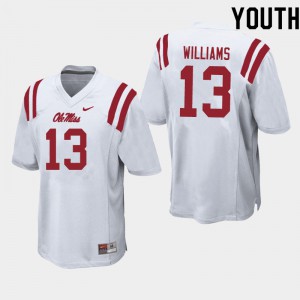 Youth Ole Miss Rebels Sam Williams #13 White Stitched Jerseys 182149-114