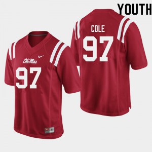 Youth Ole Miss Rebels Spencer Cole #97 NCAA Red Jerseys 189974-546