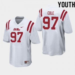 Youth Ole Miss Rebels Spencer Cole #97 Stitched White Jersey 117196-567